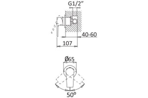 Смеситель Cezares Nautic DIM NOP С ВНУТРЕННЕЙ ЧАСТЬЮ, для душа - 2