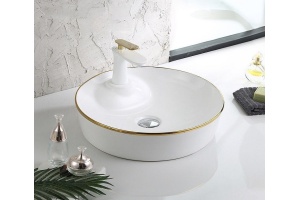 Раковина накладная CeramaLux NC 43 см белый/золото (D1306H011)