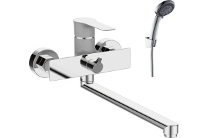 Смеситель одноручный (35мм)  универсальный с поворотным изливом 350мм, перламутр/хром RS35-32PC