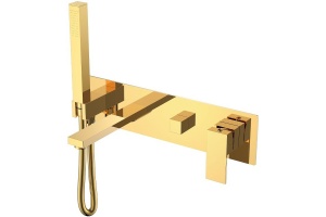 Смеситель для ванны с душем Boheme Qubic золото глянцевый