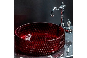 Раковина хрустальная накладная Armadi Art Lucido 39 красный