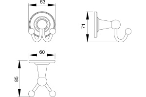 Крючок двойной Timo Nelson 160012/02 антик - 2
