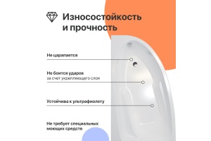 Акриловая ванна DIWO Валдай 170x95 R с каркасом - 3