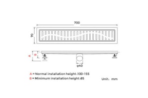Душевой лоток Gappo оружейная сталь 70 с решеткой - 2