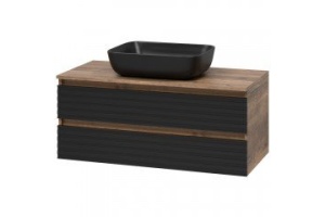 Тумба под раковину Brevita Dakota 80 дуб галифакс / черный кварц (DAK-07080-19/02-2Я)