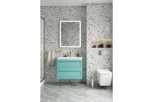 PLATINO База под раковину подвесная с двумя выкатными ящиками, Светло-зеленый матовый AM-Platino-580-2C-SO-MM