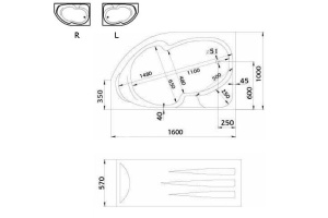 Акриловая ванна 1MarKa Diana R 160х100 - 3