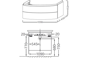 Тумба для комплекта Jacob Delafon Presquile 130 серый титан, 2 ящика - 3