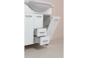 Тумба под раковину Onika Моника 75 с бельевой корзиной белый  - 2