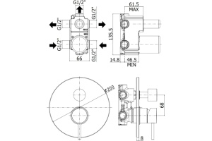 Смеситель Paffoni Light LIG019BO с ВНУТРЕННЕЙ ЧАСТЬЮ, для ванны с душем, белый - 2