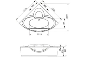 Гидромассажная ванна Gemy  155x155 см (G9025 II B) - 3