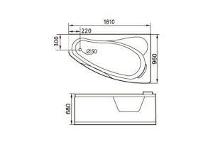 Акриловая ванна Gemy 161х96 с гидромассажем (G9046 O R) - 3
