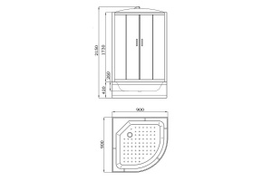Душевая кабина Parly Tomorrow 90х90 белая стекло матовое - 3