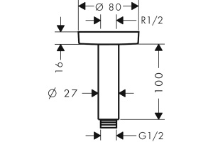 Кронштейн для верхнего душа Hansgrohe хром - 2