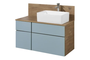 Тумба с раковиной Mila 50 и столешницей Aquaton Мишель 100 голубой-светлое дерево