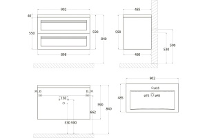 Тумба для комплекта Art&Max Platino 90, подвесная, светло-зеленая матовая - 3