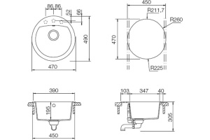 Мойка  Eclipse 45  Cristalite корз.клапан оникс - 2