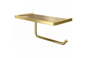 Держатель туалетной бумаги с полочкой WasserKRAFT золото матовый