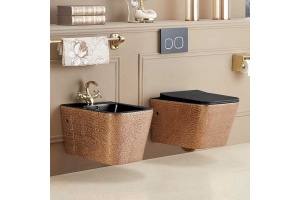 Унитаз подвесной Vincea Q-Line VT1-12G1B золотой, черный - 2