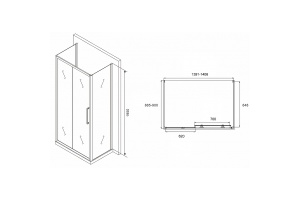 Душевой уголок Abber Schwarzer Diamant 140х90 хром стекло матовое - 2