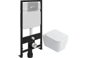 Комплект Унитаз подвесной STWORKI Монтре SETK3204-2616 безободковый, с микролифтом + Система инсталляции для унитазов EWRIKA ProLT 0026-2020 с кнопкой смыва 0050 хром матовый