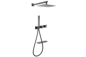 Душевой комплект Abber Rund с термостатом сталь матовый