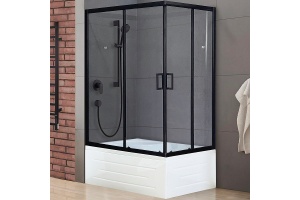 Душевой уголок Royal Bath BP 100х80 L с поддоном профиль черный стекло прозрачное