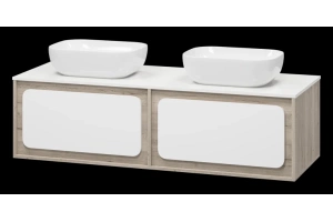 Тумба под раковину Misty Дубль 150 светлое дерево - белая