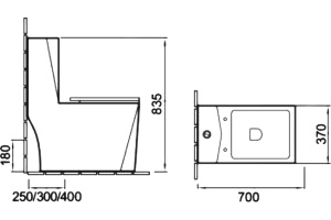 Унитаз-моноблок SantiLine SL-5013 безободковый, с микролифтом - 2
