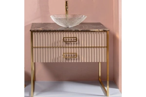 Тумба под раковину чашу Boheme Armadi Art Monaco 100 бежевый глянец - золото
