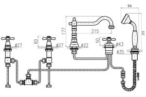Смеситель на борт ванны Rav Slezak Morava золото - 2