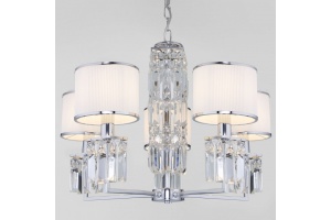 Подвесная люстра Eurosvet Zaffiro 10099/5 хром/прозрачный хрусталь Strotskis (новый абажур)