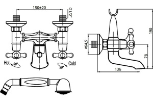Смеситель Cezares Retro C VD2 02 для ванны с душем - 2
