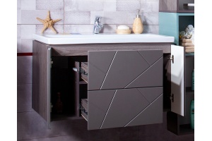 Тумба с раковиной Бриклаер Кристалл 90 софт графит - 3