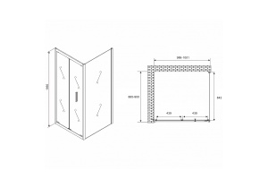 Душевой уголок Abber Sonnenstrand 100х90 черный стекло прозрачное - 2