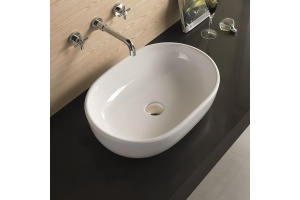 Раковина керамическая накладная AM-5006, цвет белый, 590х405х145