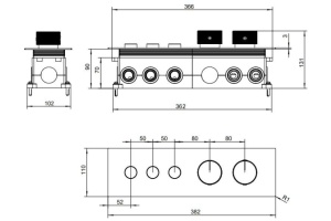 5.33003-BN LIBERTY X3 Смесит. встр., 3 выхода (Push key), Термостат,скрыт.часть,браш.никель (296319) - 2