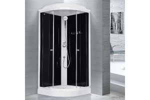 Душевая кабина Royal Bath HK 90x90 профиль белый стекло прозрачное задняя стенка черная - 2