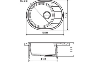 Мойка кухонная Florentina Родос 580 антрацит - 2