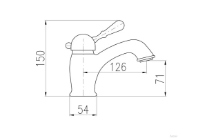 L527.5KZ LABE - смеситель для умывальника, CLICK-CLACK, высота 150 мм., ЦВЕТ ЗОЛОТО - 2