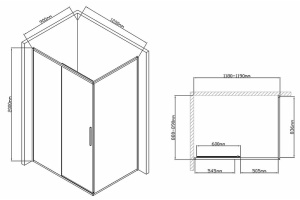 Душевой уголок Vincea Slim-U 120х90 черный стекло прозрачное - 2