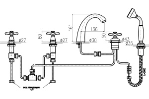 Смеситель на борт ванны Rav Slezak Morava бронза - 2