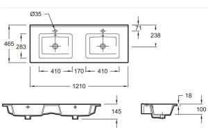 Раковина мебельная двойная Jacob Delafon Ola 121 белый - 3