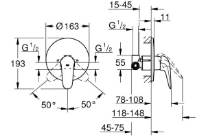 Смеситель Grohe Eurostyle для душа 23725003 - 3