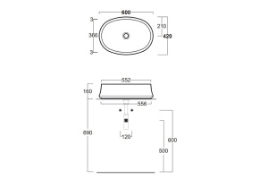 SIMAS Sharp раковина накладная,  60х42см, без отв. под смеситель и перелива, цвет: белый - 3