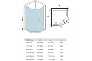 Душевой уголок Weltwasser WW300 300PI-90Х185 хром (10000001881) - 2