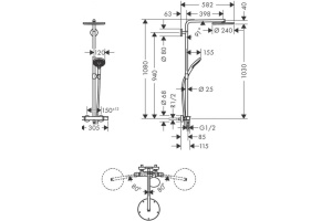 Душевая стойка Hansgrohe Raindance Select Showerpipe S 240 1jet PowderRain 27633000 - 2