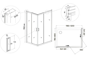 Душевой уголок Veconi Rovigo RV-14 120x80 профиль черный (RV14-12080-01-C5) - 3