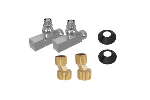 Комплект 2шт.: вентиль квадрат г/ш 3/4х1/2, эксцентрик 3/4х1/2, отражатель 3/4, цвет хром