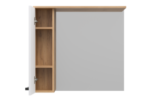 Зеркало-шкаф Misty Крафт 80 левое белое - светлое дерево - 2